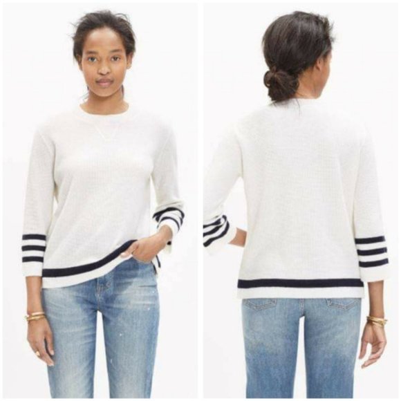 Madewell Sweaters - Madewell Waffle Knit Striped Mapbook Sweater